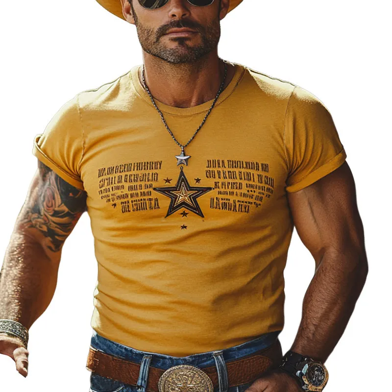 Men's Summer Retro Printed Round Neck Cotton Short Sleeve T-Shirt MTA2958E7U sold by Manly