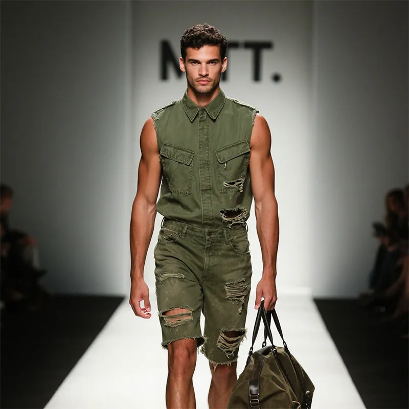 Men's Retro Casual Cotton Washed Distressed Shorts MTA2992E9TO sold by Manly product image thumbnail 3