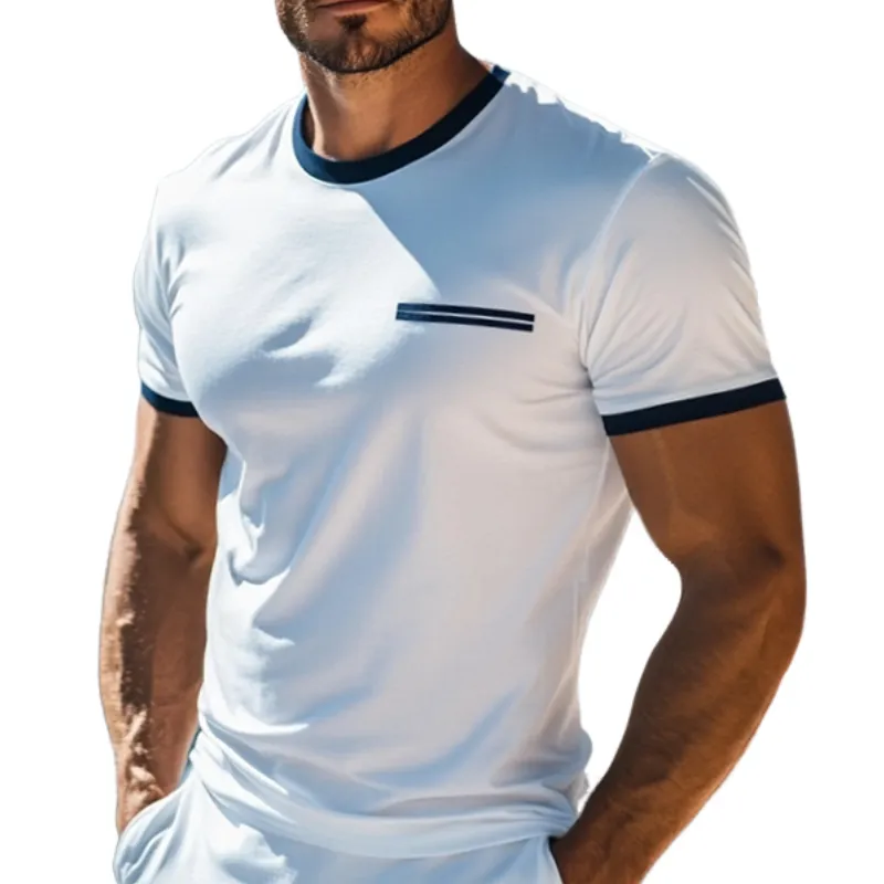 Men's Retro Casual Cotton Striped Round Neck Short Sleeve T-Shirt MTA2780E6TO sold by Manly
