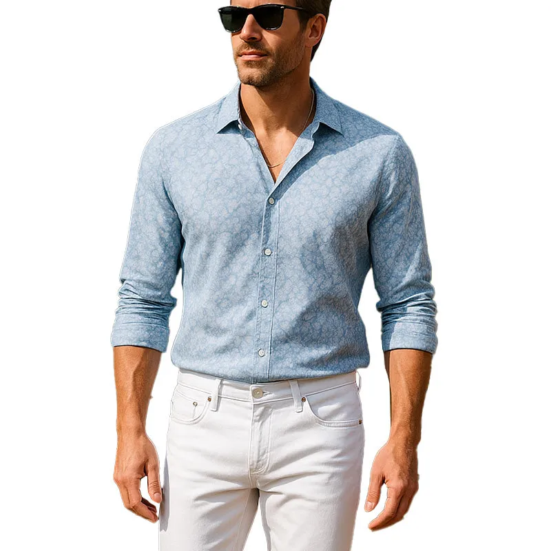 Men's Summer Fashion Printed Blended Casual Long Sleeve Shirt MTA3012E4P sold by Manly
