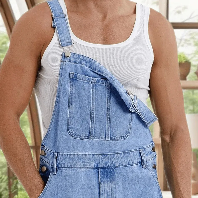Men's Vintage Washed Ripped Denim Shorts Overalls MTA2667E4X sold by Manly product image thumbnail 4