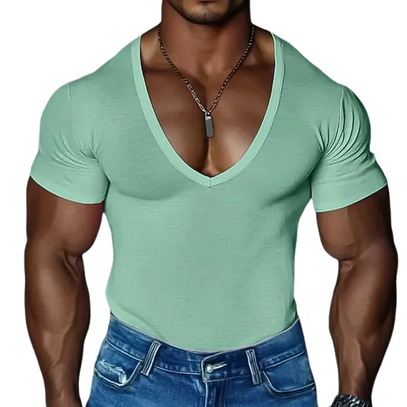 Men's Solid Color Round Neck Cotton Blend Short Sleeve T-Shirt MTA3083E0X sold by Manly