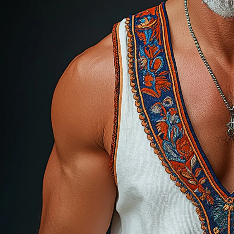 Men's Summer Fashion Knitted Embroidery Tank Top MTA0337F0P sold by Manly product image thumbnail 3