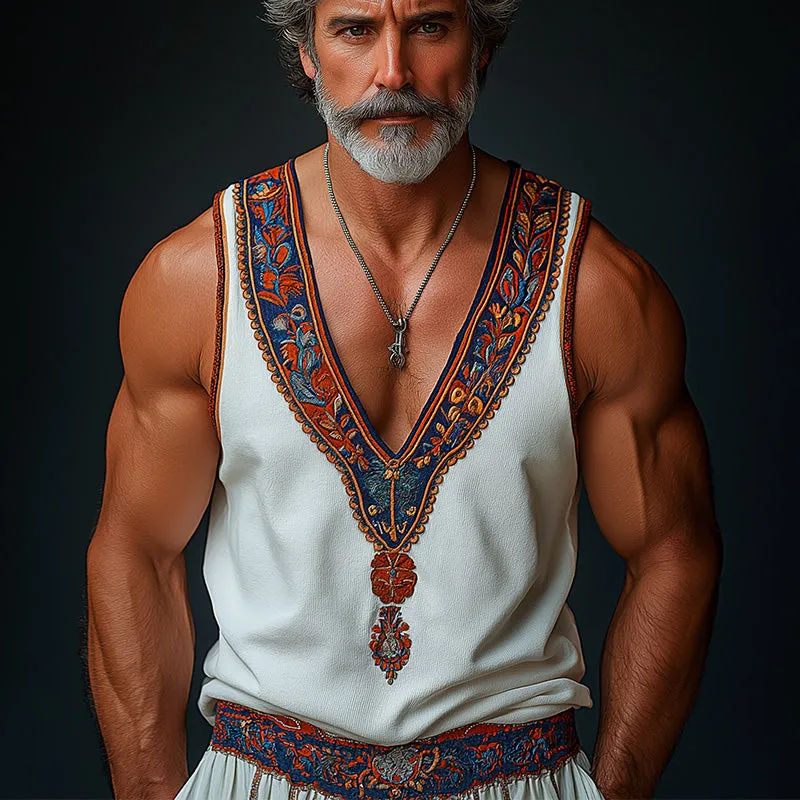 Men's Summer Fashion Knitted Embroidery Tank Top MTA0337F0P sold by Manly product image thumbnail 2