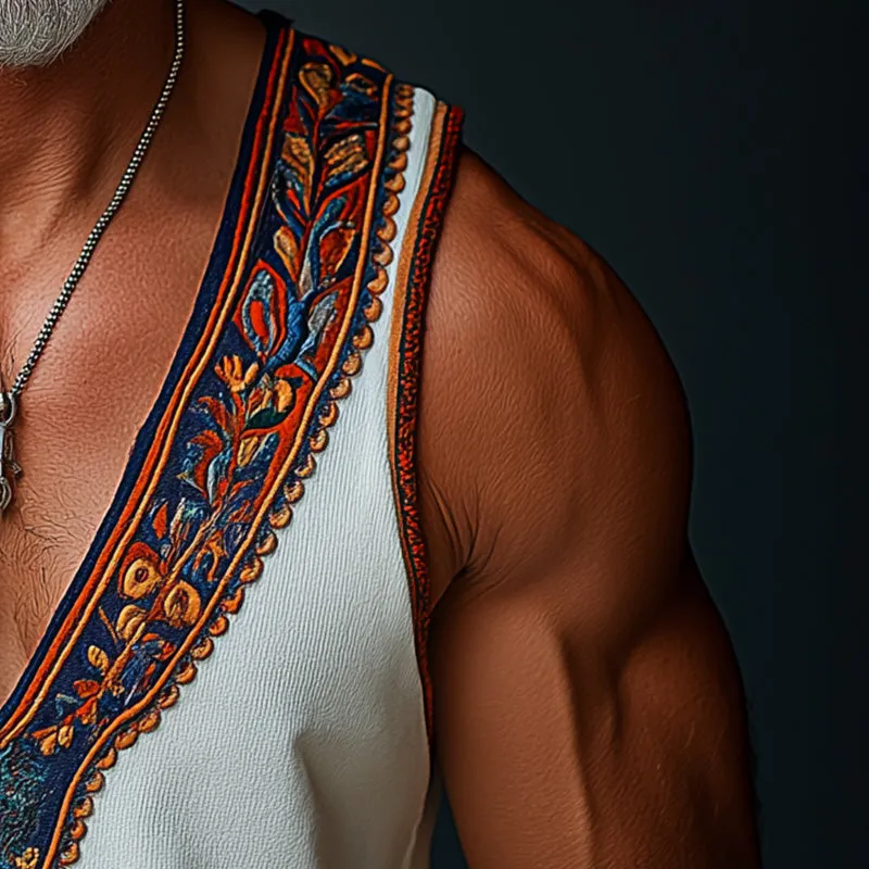 Men's Summer Fashion Knitted Embroidery Tank Top MTA0337F0P sold by Manly product image thumbnail 4