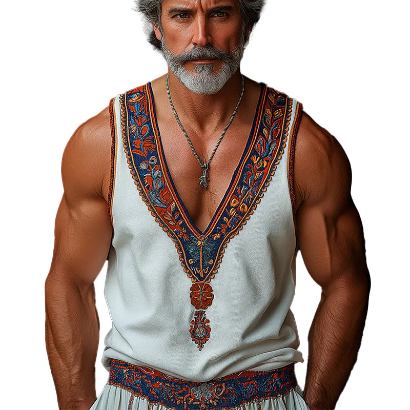 Men's Summer Fashion Knitted Embroidery Tank Top MTA0337F0P sold by Manly