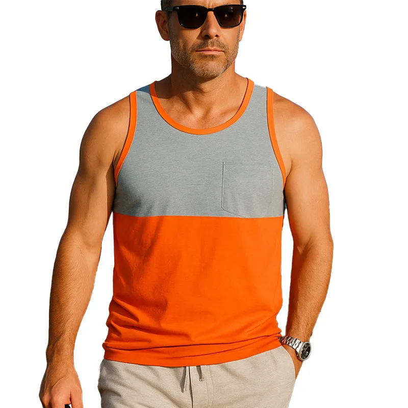 Men's Summer Outdoor Sports Splicing Cotton Tank Top MTA0342F3P sold by Manly