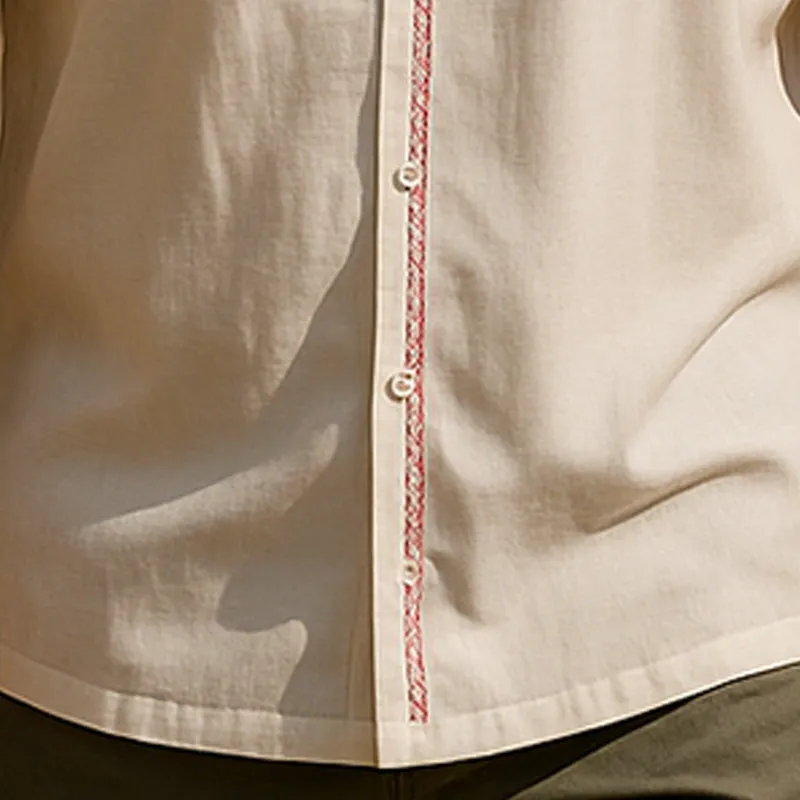 Men's Summer Simple Embroidered Short Sleeve Cotton Shirt MTA0372F0P sold by Manly product image thumbnail 5