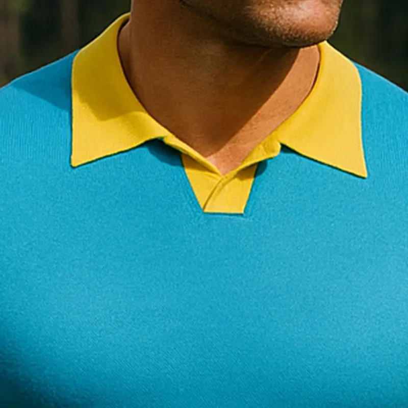 Men's Summer Fashion Contrast Color Knitted Short Sleeve Polo Shirt MTA0343F9P sold by Manly product image thumbnail 3