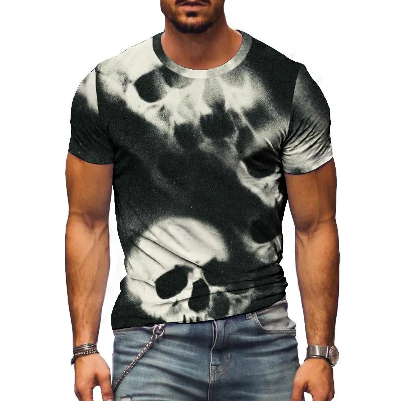 Men's Casual Skull Vertigo Round Neck Short Sleeve T-Shirt 46159715TO sold by Manly