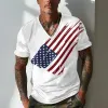 Men's V-neck Flag Print Casual Short-sleeved T-shirt 72881804X sold by Manly