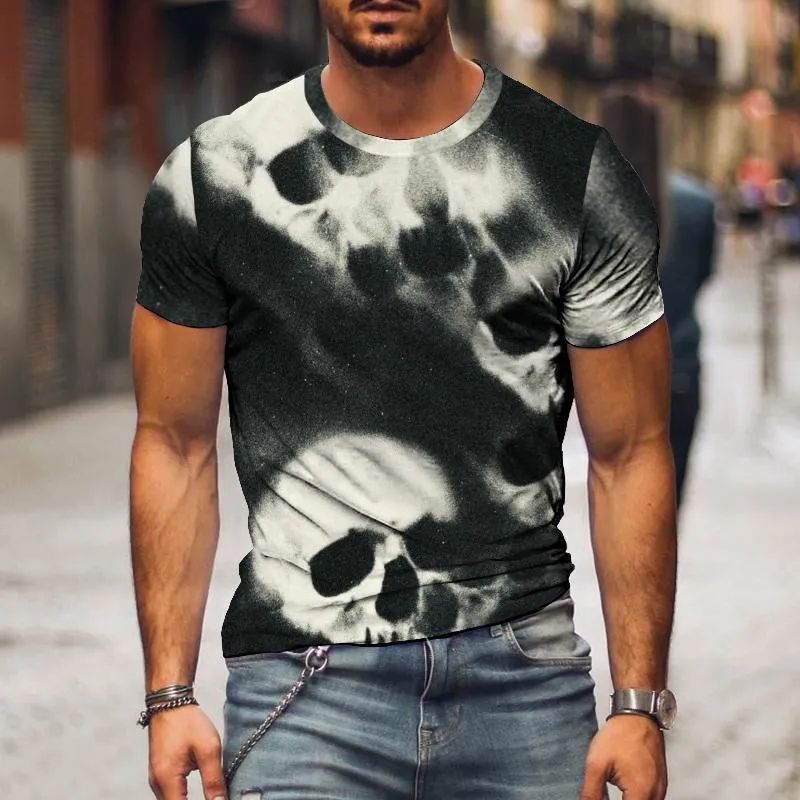 Men's Casual Skull Vertigo Round Neck Short Sleeve T-Shirt 46159715TO sold by Manly product image thumbnail 2