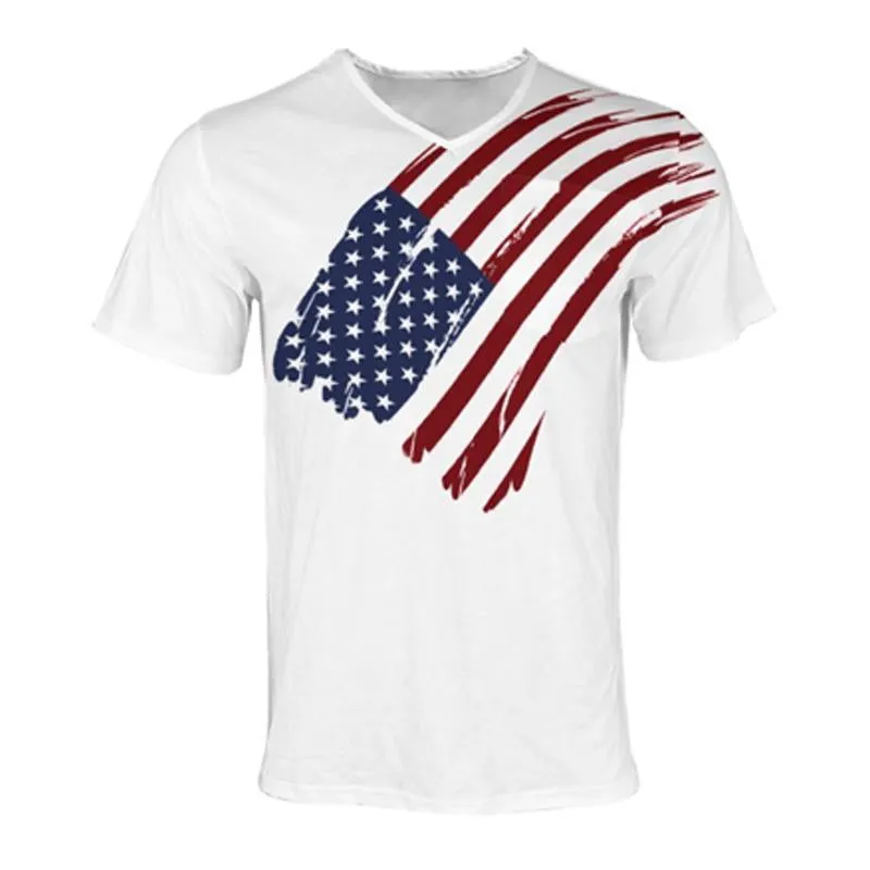 Men's V-neck Flag Print Casual Short-sleeved T-shirt 72881804X sold by Manly product image thumbnail 4