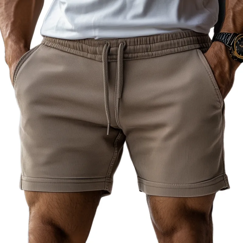 Men's Casual Cotton Washed Elastic Waist Drawstring Sports Shorts MTA0440F4M sold by Manly