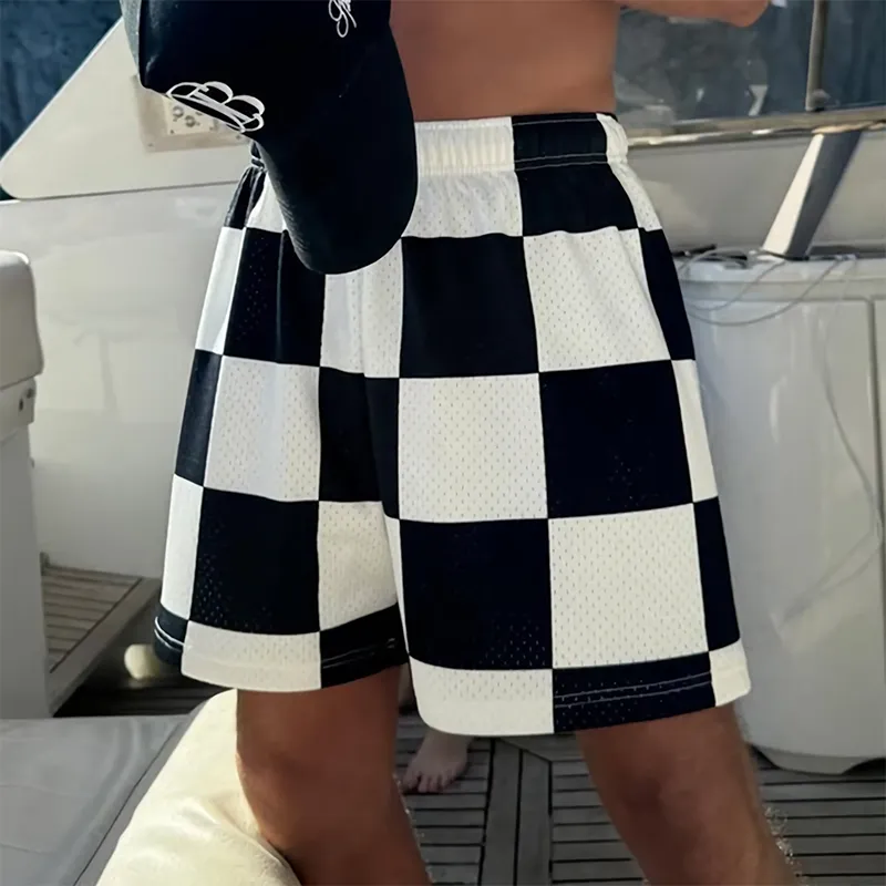 Men's Summer Checkerboard Mesh Breathable Sports Shorts MTA0463F3U sold by Manly product image thumbnail 2