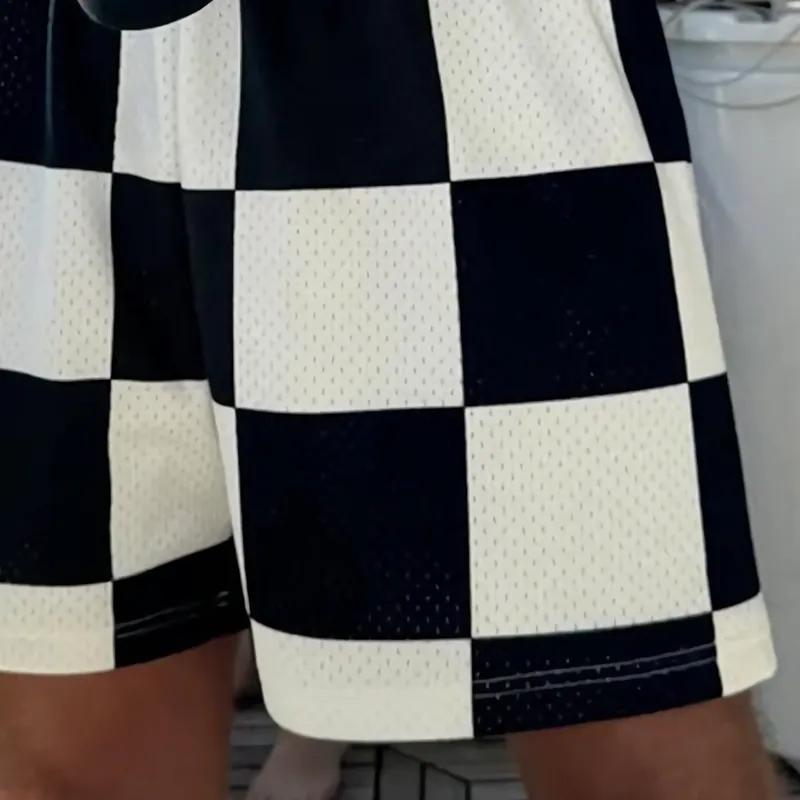 Men's Summer Checkerboard Mesh Breathable Sports Shorts MTA0463F3U sold by Manly product image thumbnail 3