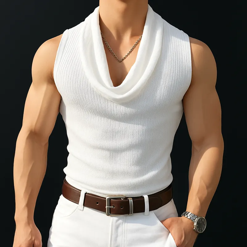 Men's Summer Fashion Stacked Neck Knitted Tank Top MTA0490F4U sold by Manly product image thumbnail 2