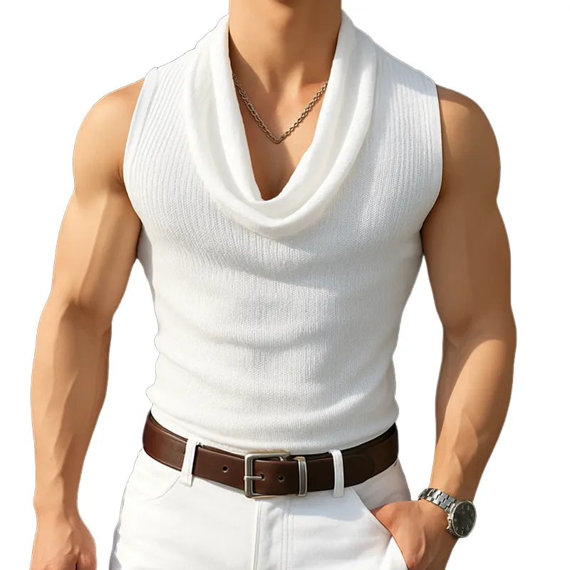 Men's Summer Fashion Stacked Neck Knitted Tank Top MTA0490F4U sold by Manly