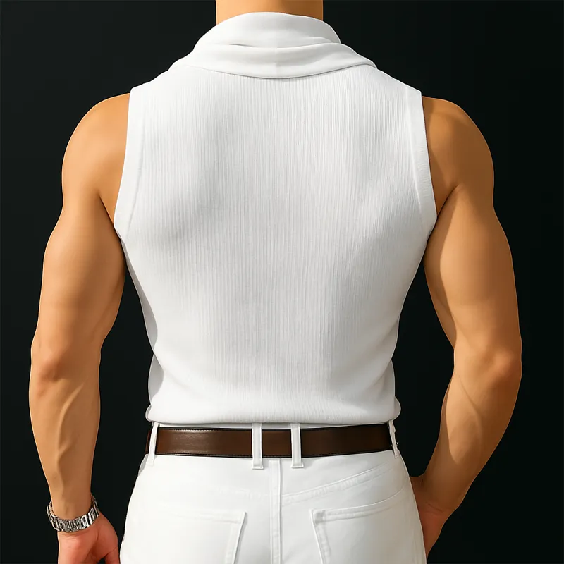Men's Summer Fashion Stacked Neck Knitted Tank Top MTA0490F4U sold by Manly product image thumbnail 3