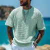 Men's Solid Waffle Round Neck Short Sleeve Casual T-shirt MTA0428F6Z sold by Manly