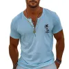 Men's Solid Henley Collar Short Sleeve Casual T-shirt MTA0431F2Z sold by Manly