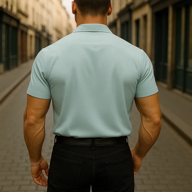 Men's Summer Fashion Lightweight Embroidered Cotton Short Sleeve Shirt MTA0417F9P sold by Manly product image thumbnail 3