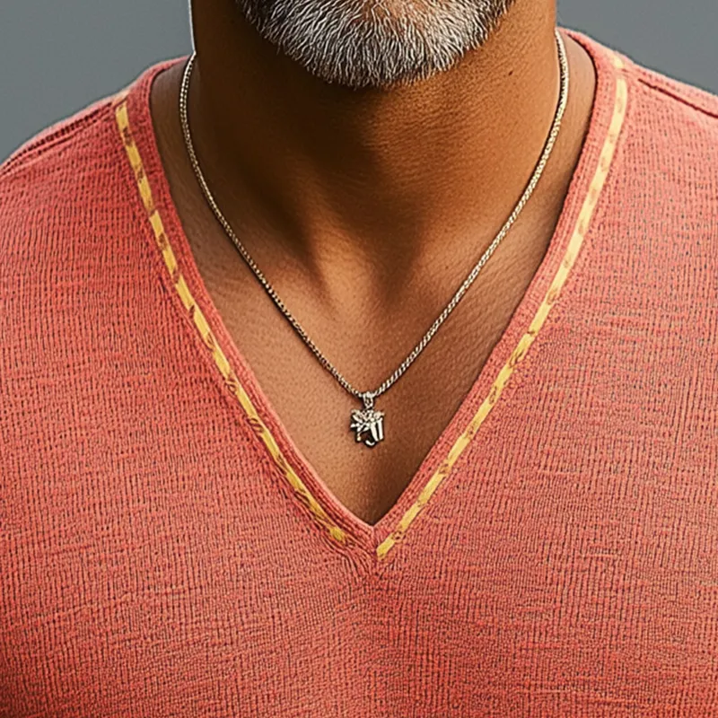 Men's Summer Lightweight Embroidered Linen V-Neck Short Sleeve T-Shirt MTA0487F2P sold by Manly product image thumbnail 3