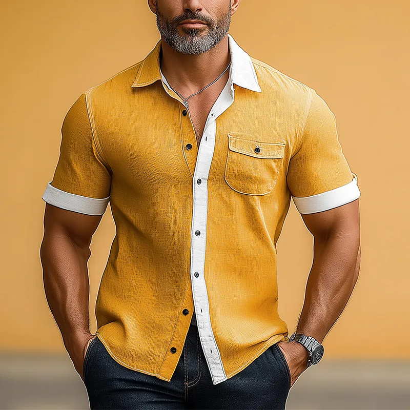 Men's Summer Light Linen Short Sleeve Shirt MTA0456F1P sold by Manly product image thumbnail 2