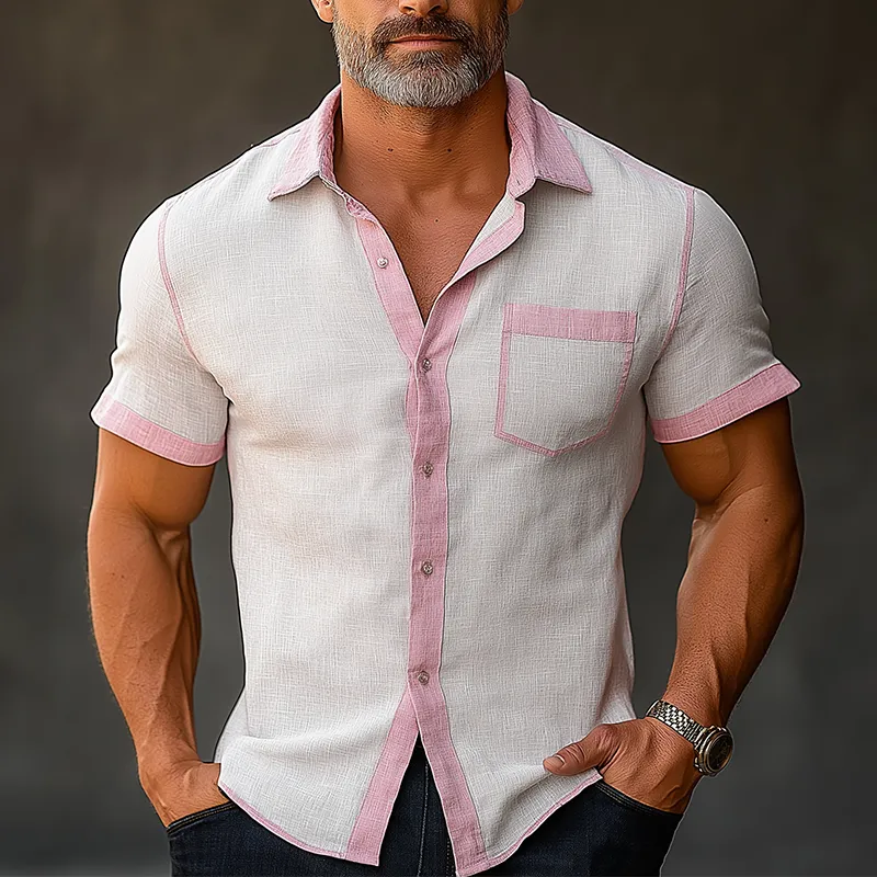 Men's Summer Fashion Light Linen Short Sleeve Shirt MTA0471F6P sold by Manly product image thumbnail 2