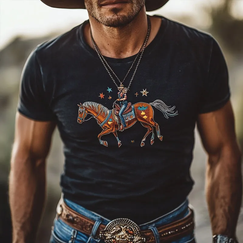 Men's Western Cowboy Style Printed Round Neck Short Sleeve T-Shirt MTA0307F2X sold by Manly product image thumbnail 2