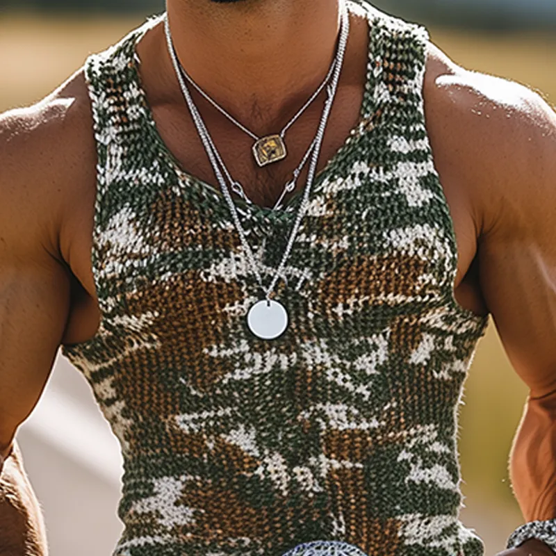 Men's Fashion Casual American Western Tough Camouflage Knitted Slim Tank Top MTA0655F1K sold by Manly product image thumbnail 4