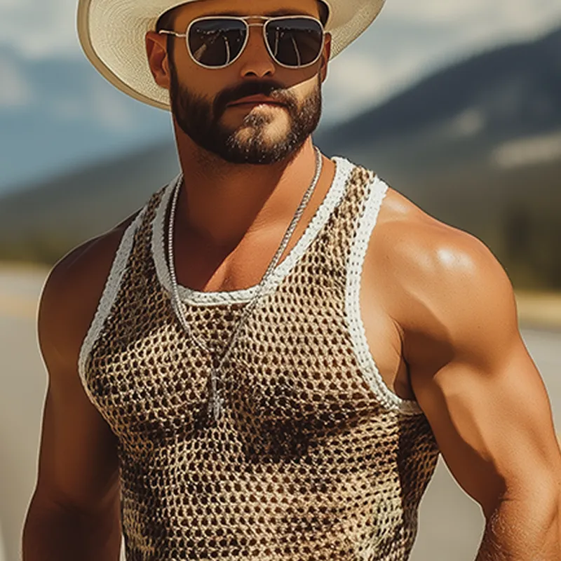 Men's Stylish American Western Tough Guy Style Camouflage Knitted Slim Tank Top MTA0618F2K sold by Manly product image thumbnail 4