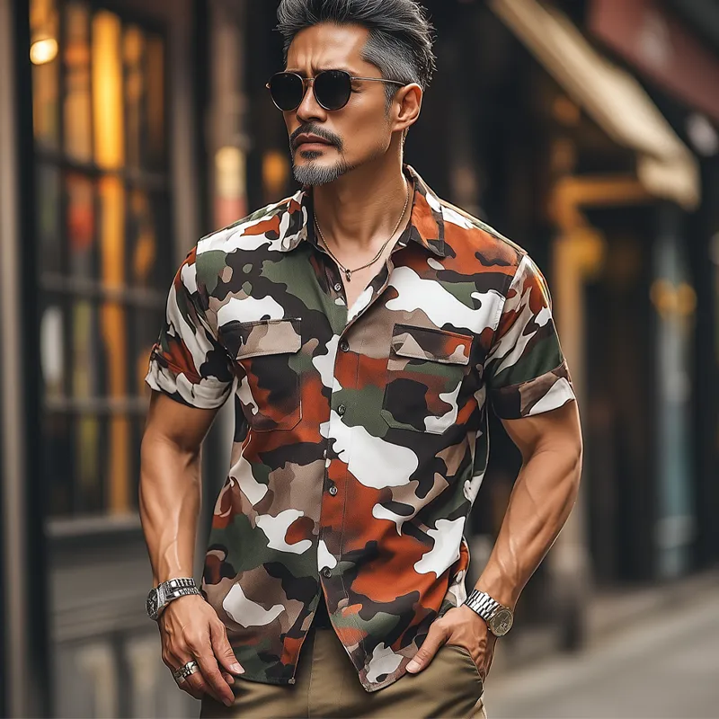 Men's Summer Fashion Camouflage Short Sleeve Shirt MTA0696F6U sold by Manly product image thumbnail 3