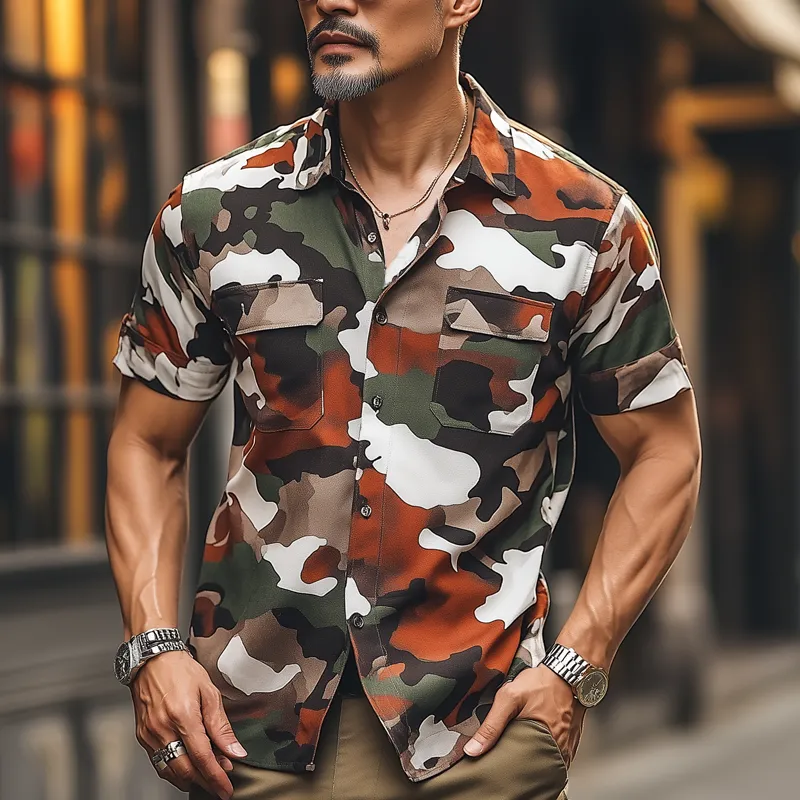 Men's Summer Fashion Camouflage Short Sleeve Shirt MTA0696F6U sold by Manly product image thumbnail 2