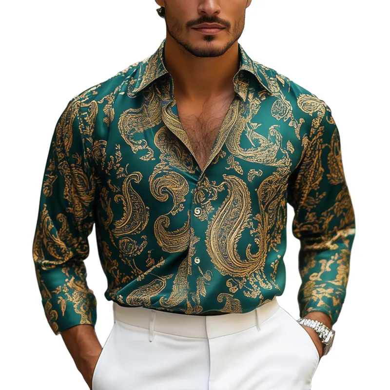 Men's Classic Satin Print Long Sleeve Shirt MTA0501F4U sold by Manly