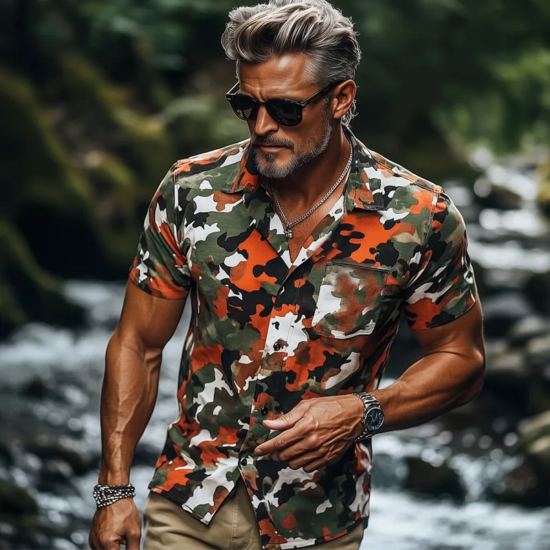 Men's Summer Fashion Camouflage Short Sleeve Shirt MTA0663F3U sold by Manly product image thumbnail 3