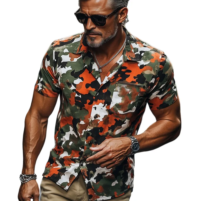 Men's Summer Fashion Camouflage Short Sleeve Shirt MTA0663F3U sold by Manly