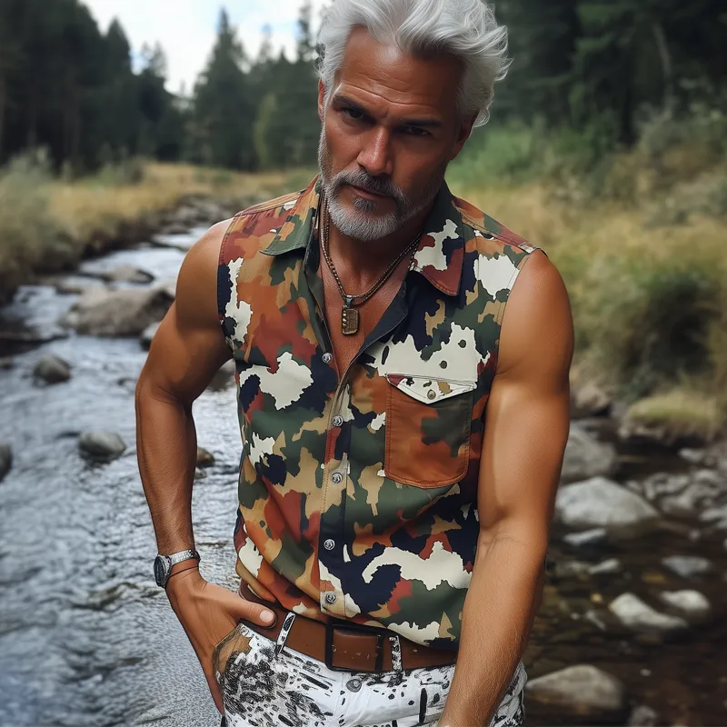 Men's Summer Fashion Camouflage Sleeveless Shirt MTA0692F5U sold by Manly product image thumbnail 3