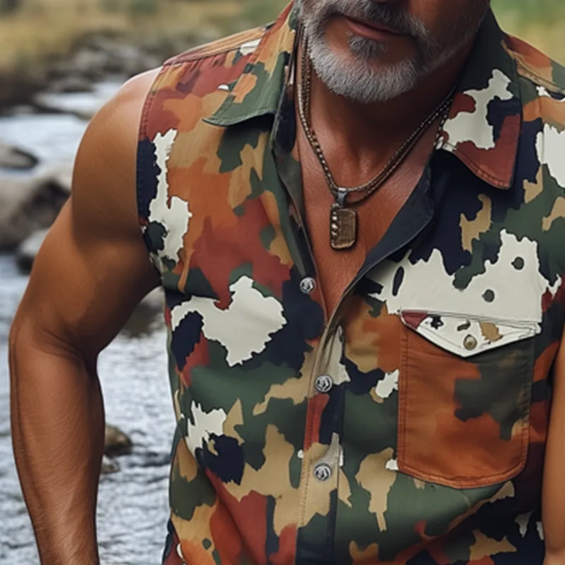 Men's Summer Fashion Camouflage Sleeveless Shirt MTA0692F5U sold by Manly product image thumbnail 4