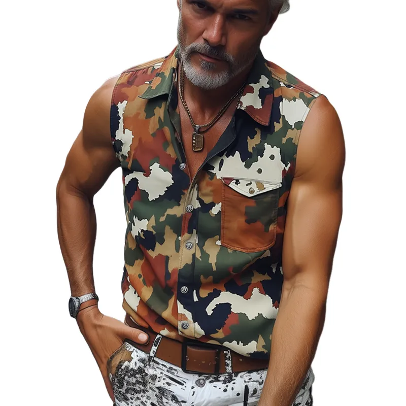 Men's Summer Fashion Camouflage Sleeveless Shirt MTA0692F5U sold by Manly