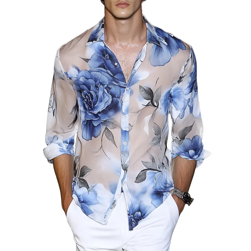 Men's Rose Print Long Sleeve Shirt MTA0634F0X sold by Manly