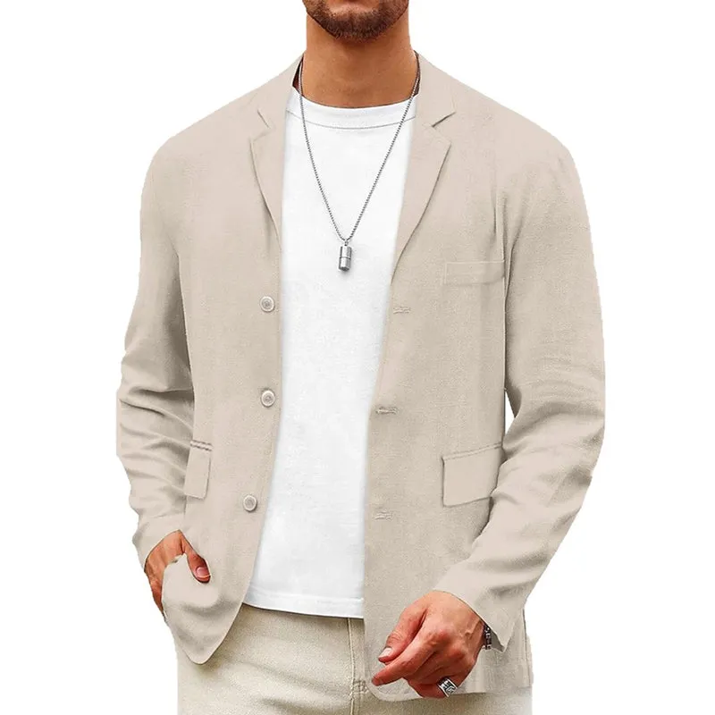 Men's Solid Color Cotton And Linen Single-Breasted Blazer MTA0316F4X sold by Manly product image thumbnail 2