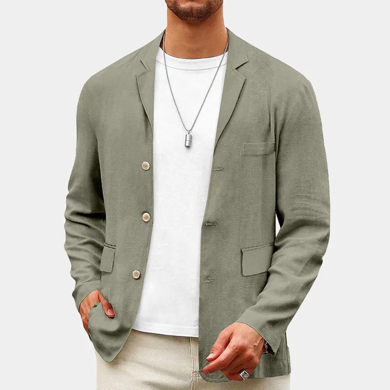Men's Solid Color Cotton And Linen Single-Breasted Blazer MTA0316F4X sold by Manly product image thumbnail 5