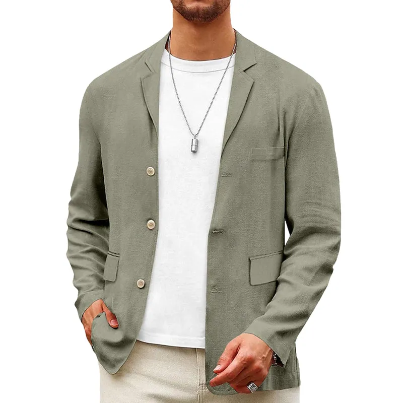 Men's Solid Color Cotton And Linen Single-Breasted Blazer MTA0316F4X sold by Manly product image thumbnail 4