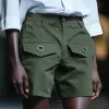 Men's Fashion Breathable Cotton Eyelet Decoration Multi-Pocket Loose Cargo Shorts MTA0609F3M sold by Manly