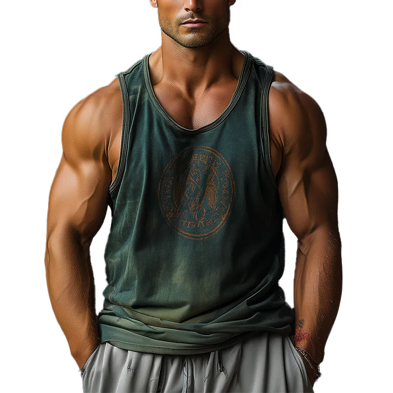 Men's Summer Fashion Printed Gradient Polyester Blend Tank Top MTA0650F5P sold by Manly