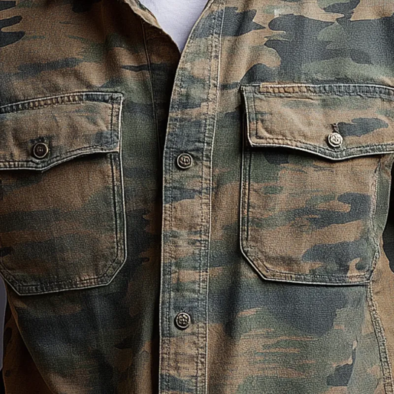 Men's Summer Fashion Camouflage Washed Denim Short Sleeve Shirt MTA0564F8P sold by Manly product image thumbnail 3