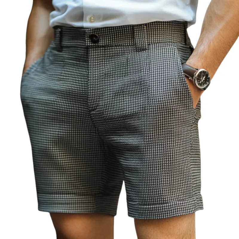 Men's Vintage Elegant Houndstooth Slim Fit Suit Shorts MTA0500F5M sold by Manly