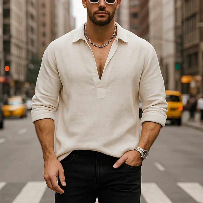 Men's Summer Lightweight Breathable Linen Long Sleeve Shirt MTA0557F6P sold by Manly product image thumbnail 2