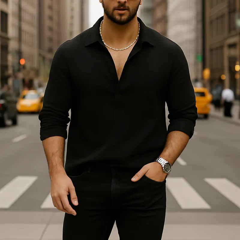 Men's Summer Lightweight Breathable Linen Long Sleeve Shirt MTA0557F6P sold by Manly product image thumbnail 4